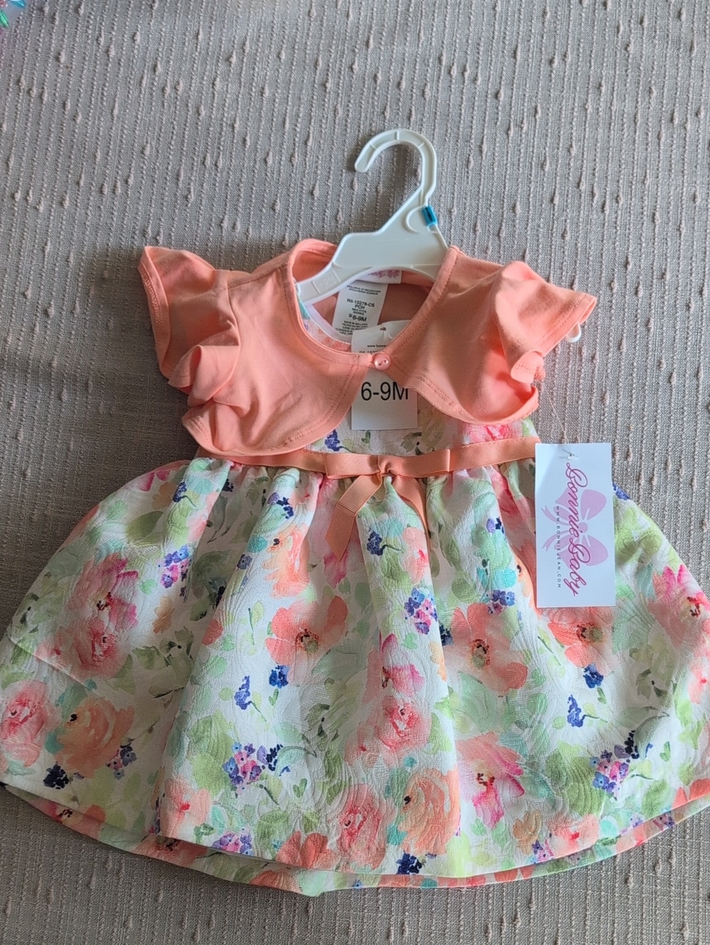 Baby Girl Floral Dress with Coral Bolero & Diaper Cover NWT 6-9mo